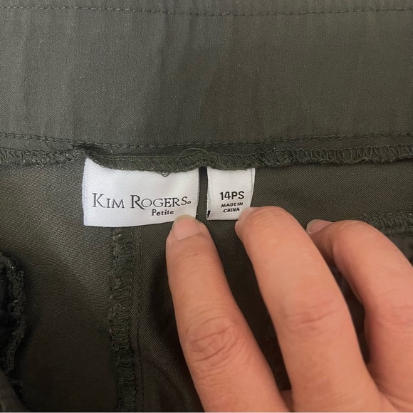 Olive Green Kim Rogers 14PS Elastic Waist Pants - Picture 2 of 3